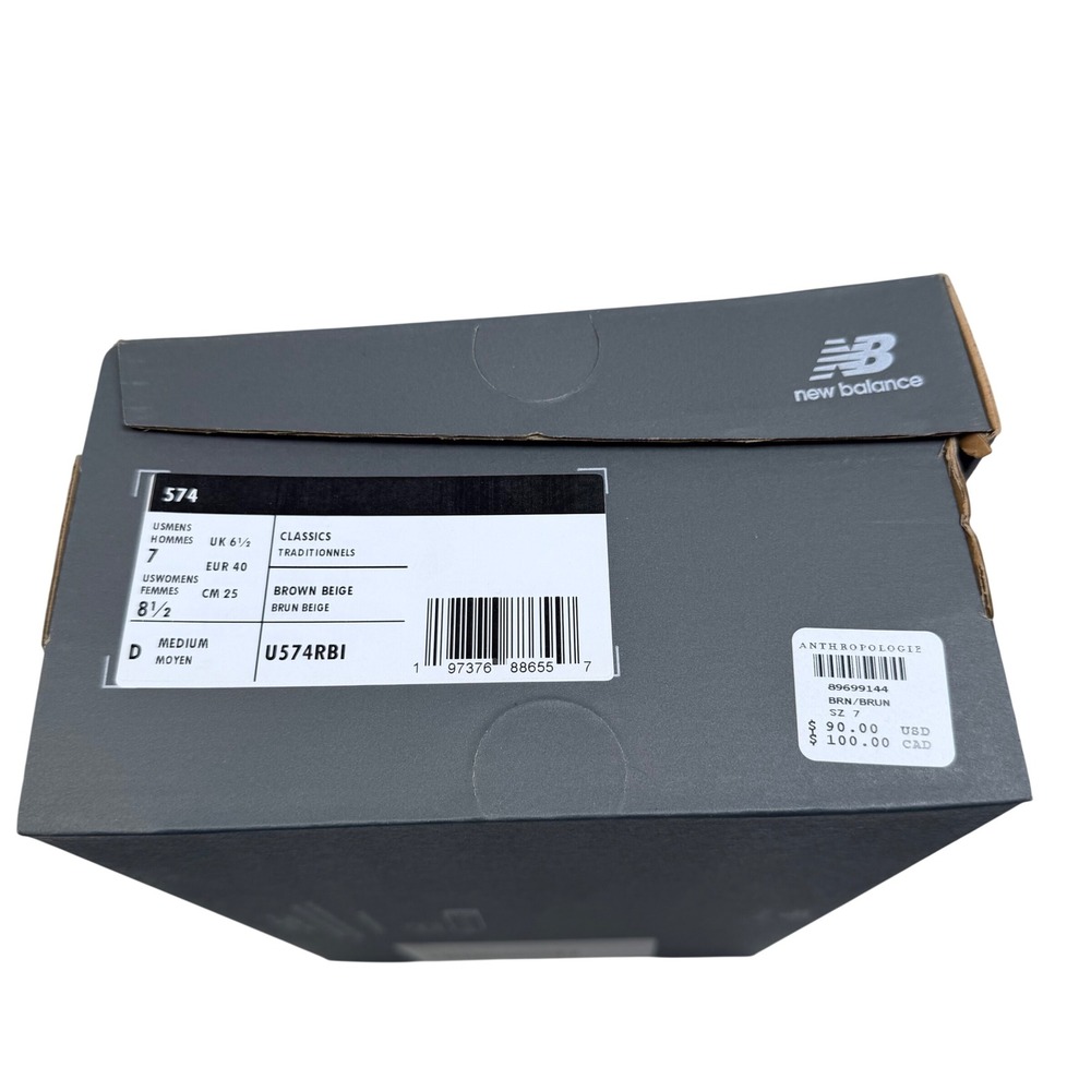 NIB Anthropologie New Balance 574 Sneakers Suede Mushroom Brown M7/W8.5 Retro - Picture 10 of 10